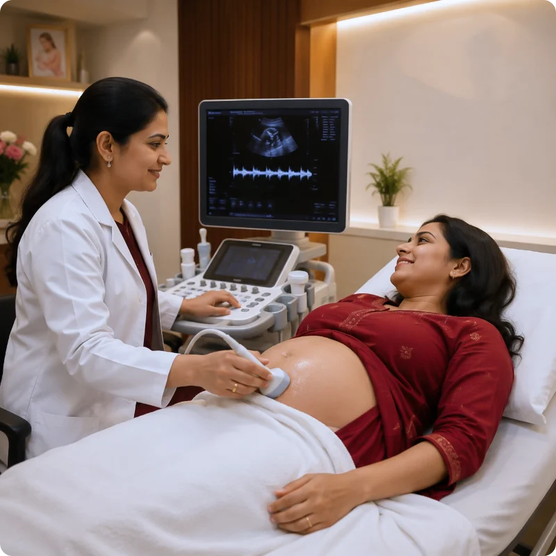 Doppler ultrasound pregnancy scan at Blossom Maternity and Child Care Hospital Ranchi
